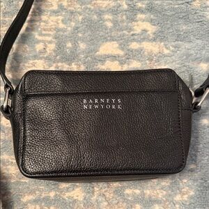 Barneys New York Black Pebbled Leather cross body Bag